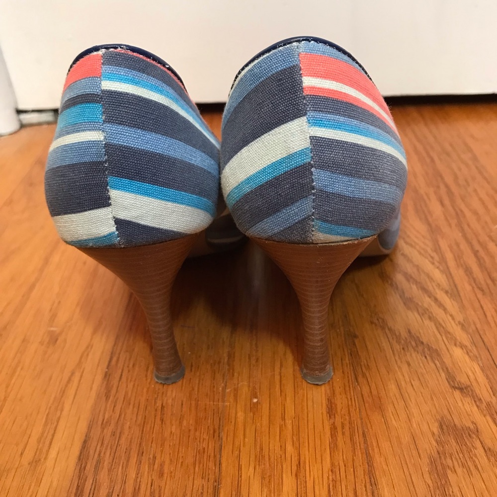 Naughty Monkey Multi-Colored Stripe Open Toe Heels - image 5